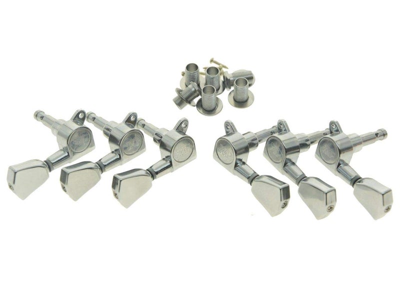 Wilkinson 3x3 Chrome E-Z Post Guitar Tuners E-Z-LOK Guitar Tuning Keys Pegs Machine Heads with Tulip Buttons - Image 4